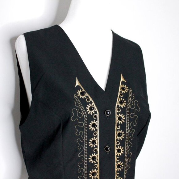 Your Sixth Sense by C&A Gold Black Embroidered Vest Unisex Size 38 - Picture 3 of 12